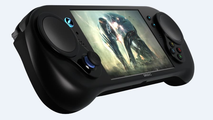 SMACH Z handheld gaming PC in black, angled view